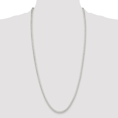 Sterling Silver Rhodium-plated Polished 4mm Round Box Chain