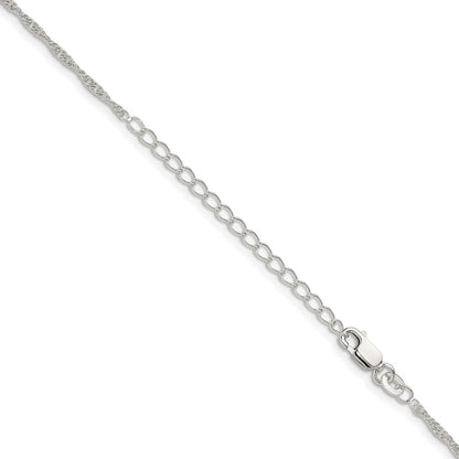 Sterling Silver 1.95mm Loose Rope Chain w/2in ext.