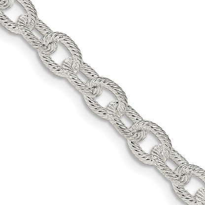 Sterling Silver 6.25mm Fancy Patterned Rolo Chain