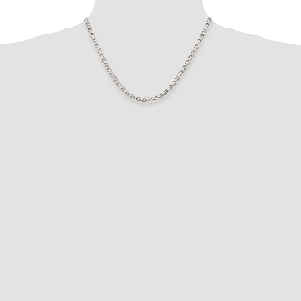 Sterling Silver Rhodium-plated 4mm Diamond-cut Rolo Chain