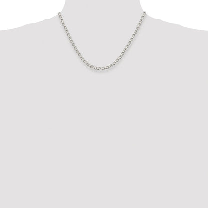 Sterling Silver Rhodium-plated 4mm Diamond-cut Rolo Chain