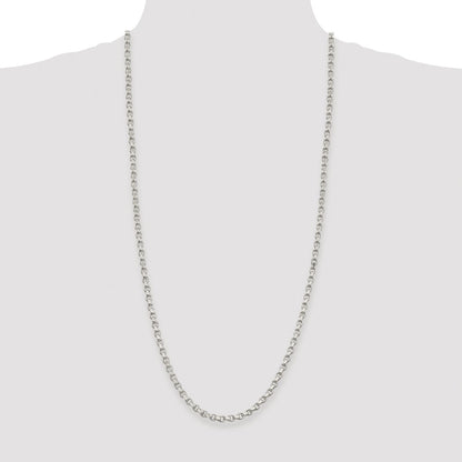Sterling Silver Rhodium-plated 4mm Diamond-cut Rolo Chain