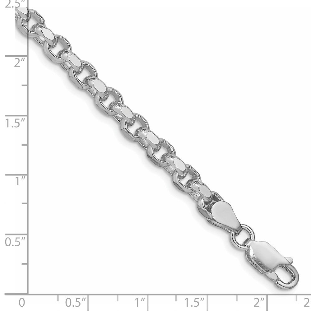 Sterling Silver Rhodium-plated 4mm Diamond-cut Rolo Chain