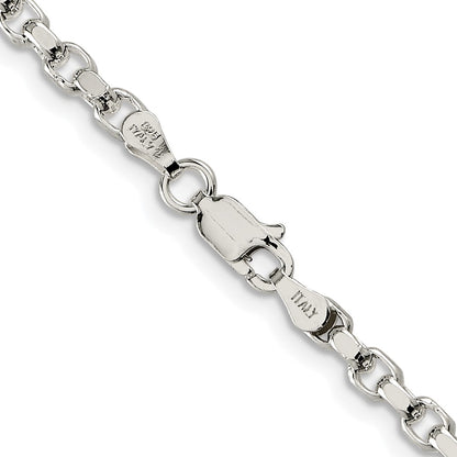 Sterling Silver Rhodium-plated 3.5mm Diamond-cut Rolo Chain
