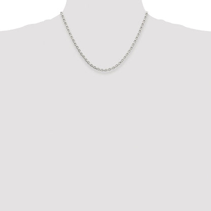 Sterling Silver Rhodium-plated 3.5mm Diamond-cut Rolo Chain