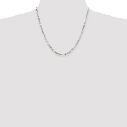 Sterling Silver Rhodium-plated 3.5mm Diamond-cut Rolo Chain