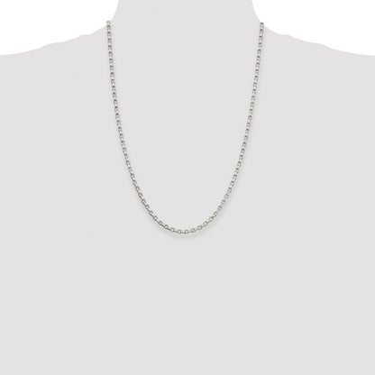 Sterling Silver Rhodium-plated 3.5mm Diamond-cut Rolo Chain