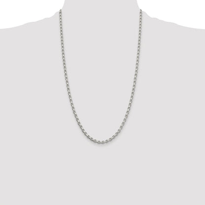 Sterling Silver Rhodium-plated 3.5mm Diamond-cut Rolo Chain
