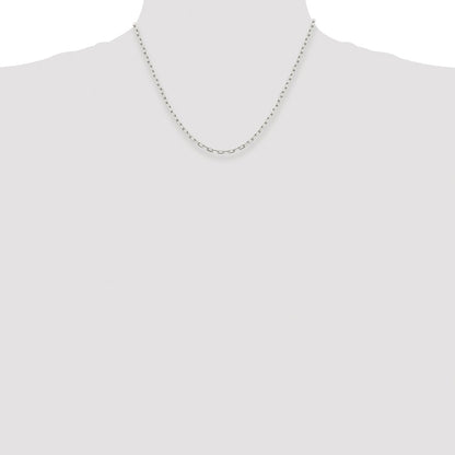 Sterling Silver Rhodium-plated 2.75mm Elongated Open Link Chain