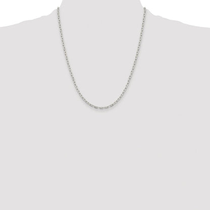 Sterling Silver Rhodium-plated 2.75mm Elongated Open Link Chain