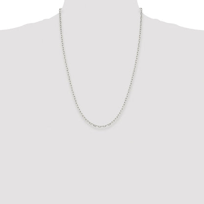 Sterling Silver Rhodium-plated 2.75mm Elongated Open Link Chain