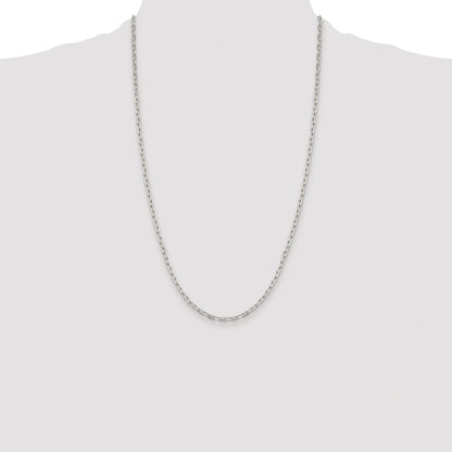 Sterling Silver Rhodium-plated 2.75mm Elongated Open Link Chain