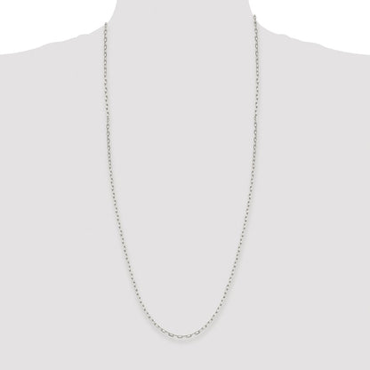 Sterling Silver Rhodium-plated 2.75mm Elongated Open Link Chain