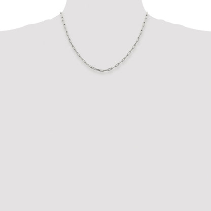 Sterling Silver Rhodium-plated 3.25mm Elongated Open Link Chain