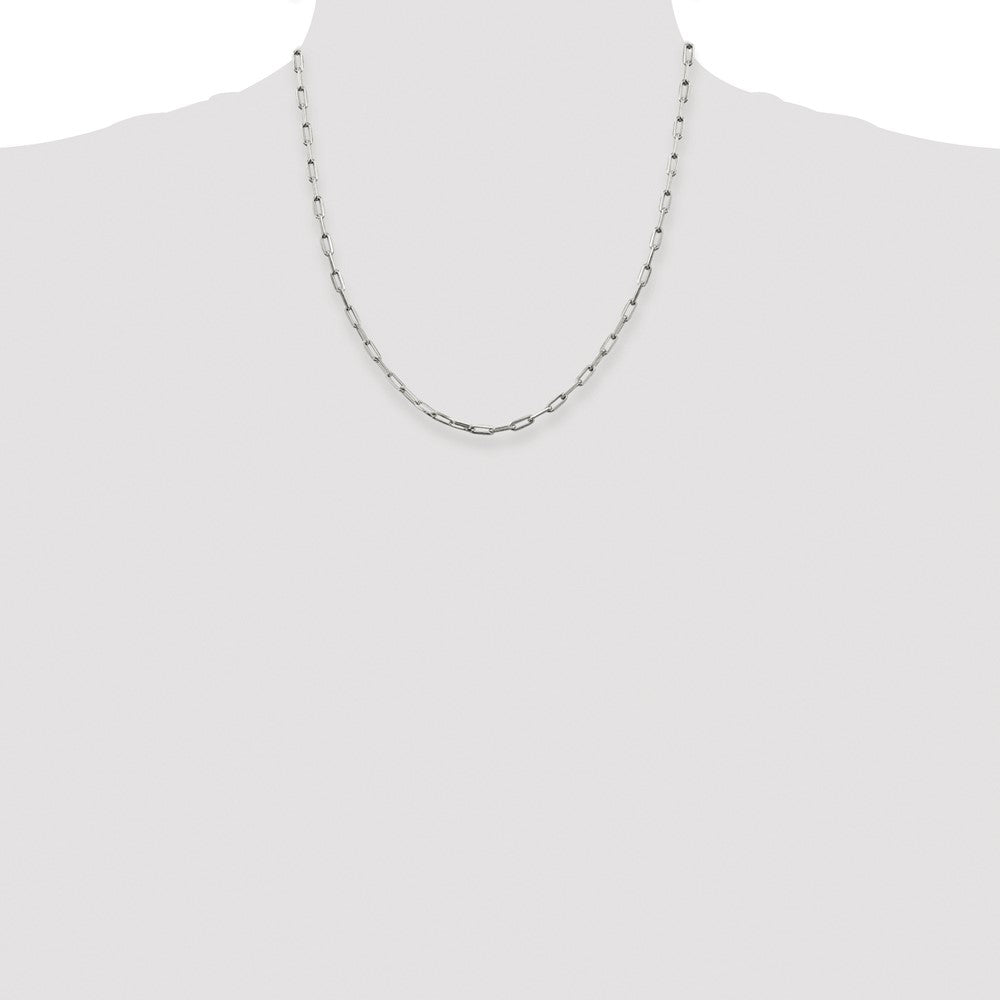 Sterling Silver Rhodium-plated 3.25mm Elongated Open Link Chain