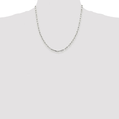 Sterling Silver Rhodium-plated 3.25mm Elongated Open Link Chain