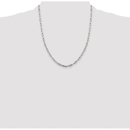 Sterling Silver Rhodium-plated 3.25mm Elongated Open Link Chain
