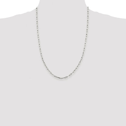 Sterling Silver Rhodium-plated 3.25mm Elongated Open Link Chain