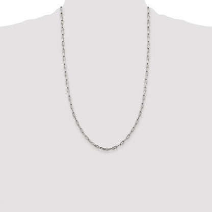 Sterling Silver Rhodium-plated 3.25mm Elongated Open Link Chain