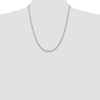 Sterling Silver 3mm Fancy Patterned Rolo Chain