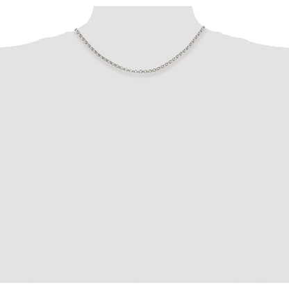 Sterling Silver Rhodium-plated 4mm Rolo Chain
