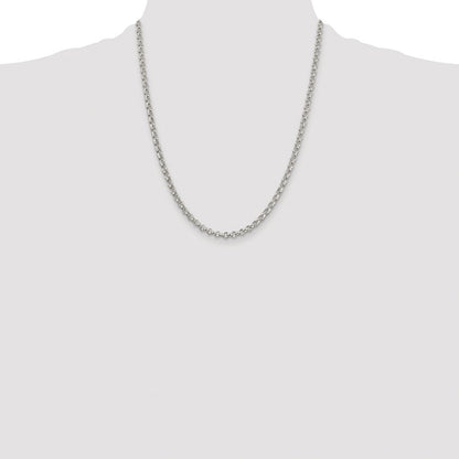 Sterling Silver Rhodium-plated 4mm Rolo Chain