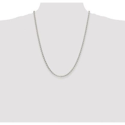 Sterling Silver Rhodium-plated 4mm Rolo Chain