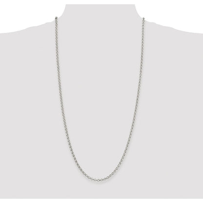 Sterling Silver Rhodium-plated 4mm Rolo Chain