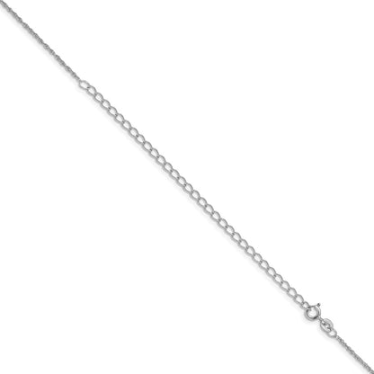 Sterling Silver Rhodium-plated 1.3mm Loose Rope Chain w/4in ext.