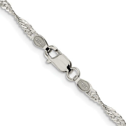 Sterling Silver Rhodium-plated 2.25mm Singapore Chain