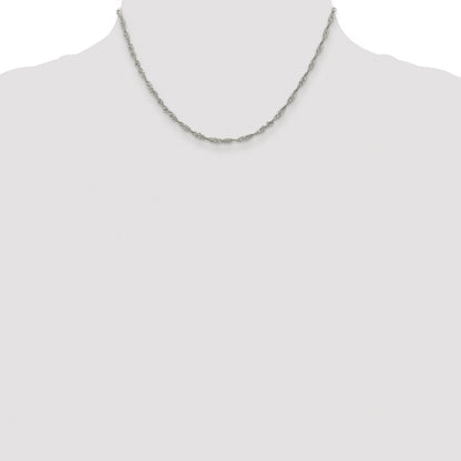 Sterling Silver Rhodium-plated 2.25mm Singapore Chain