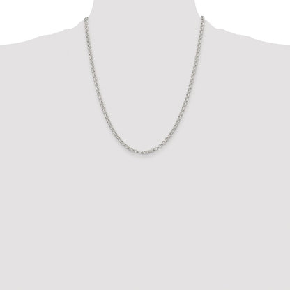 Sterling Silver Rhodium-plated 3.5mm Rolo Chain