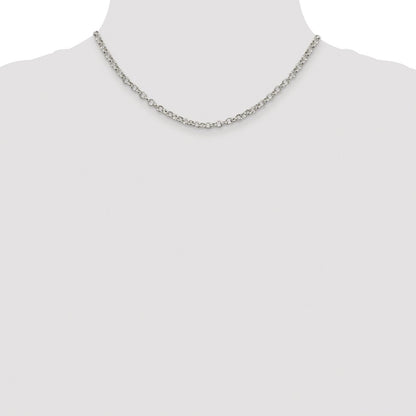 Sterling Silver Rhodium-plated 4mm Rolo Chain