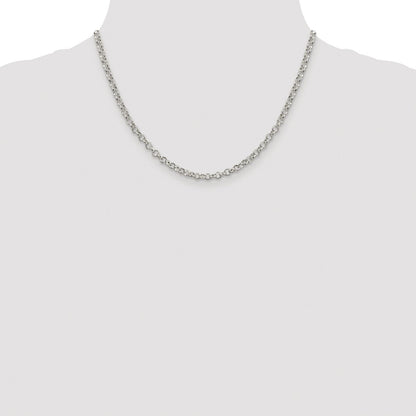 Sterling Silver Rhodium-plated 4mm Rolo Chain