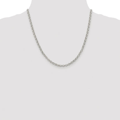 Sterling Silver Rhodium-plated 4mm Rolo Chain