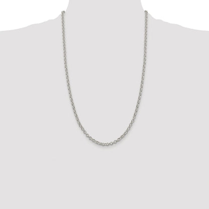 Sterling Silver Rhodium-plated 4mm Rolo Chain