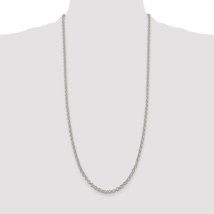 Sterling Silver Rhodium-plated 4mm Rolo Chain