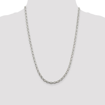 Sterling Silver 4.4mm Oval Fancy Rolo Chain