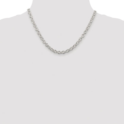 Sterling Silver Rhodium-plated 6.1mm Cable Chain