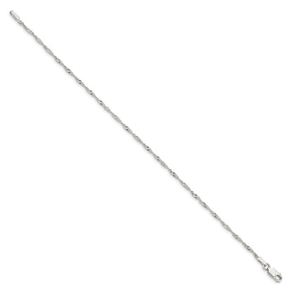 Sterling Silver 1.75mm Singapore Chain Anklet
