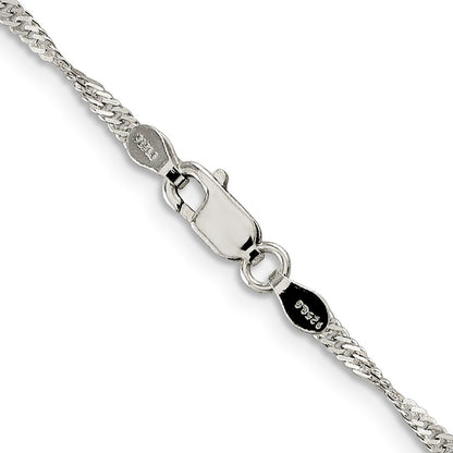 Sterling Silver 2mm Singapore Chain Anklet
