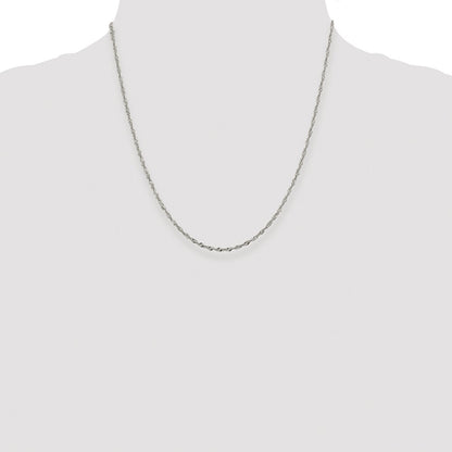 Sterling Silver Rhodium-plated 2mm Singapore Chain