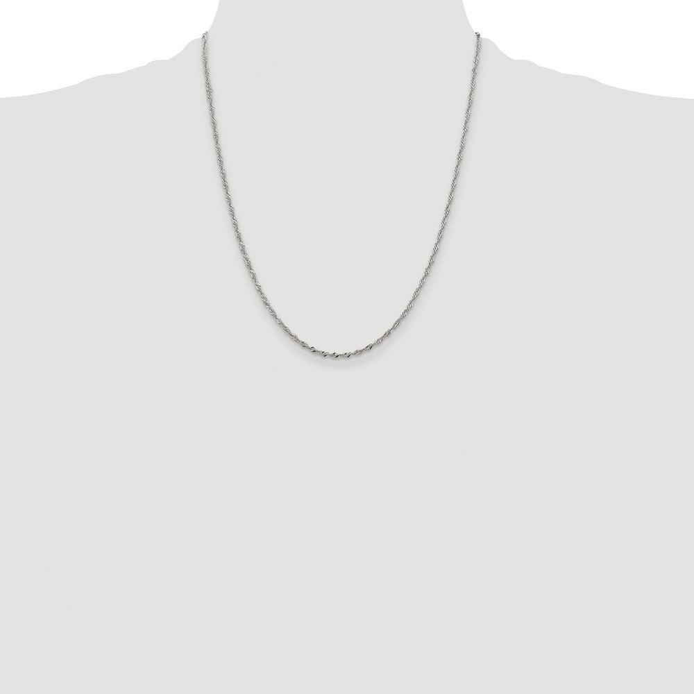 Sterling Silver Rhodium-plated 2mm Singapore Chain