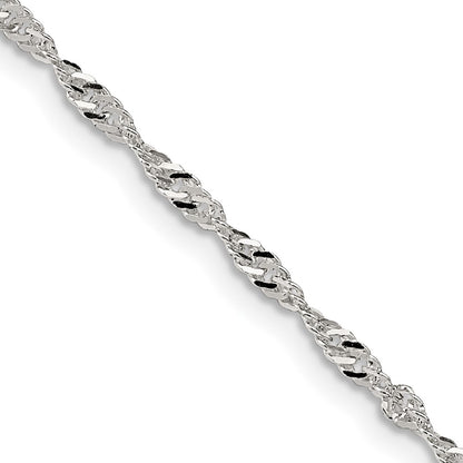 Sterling Silver 2mm Singapore Chain Anklet