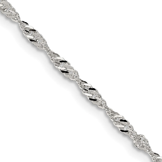 Sterling Silver 2mm Singapore Chain Anklet