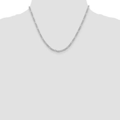 Sterling Silver 3mm Pav Flat Figaro Chain