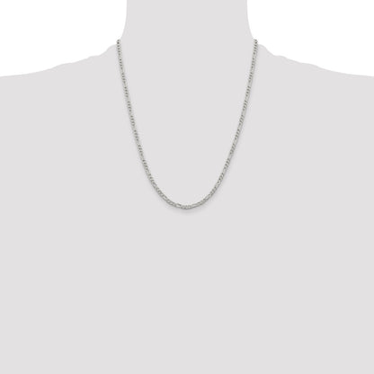 Sterling Silver 3mm Pav Flat Figaro Chain