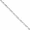 Sterling Silver Rhodium-plated 3mm Pav Flat Figaro Chain