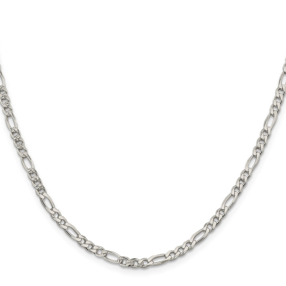 Sterling Silver 4mm Pave Flat Figaro Chain