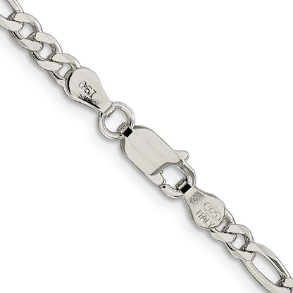 Sterling Silver 4mm Pav Flat Figaro Chain